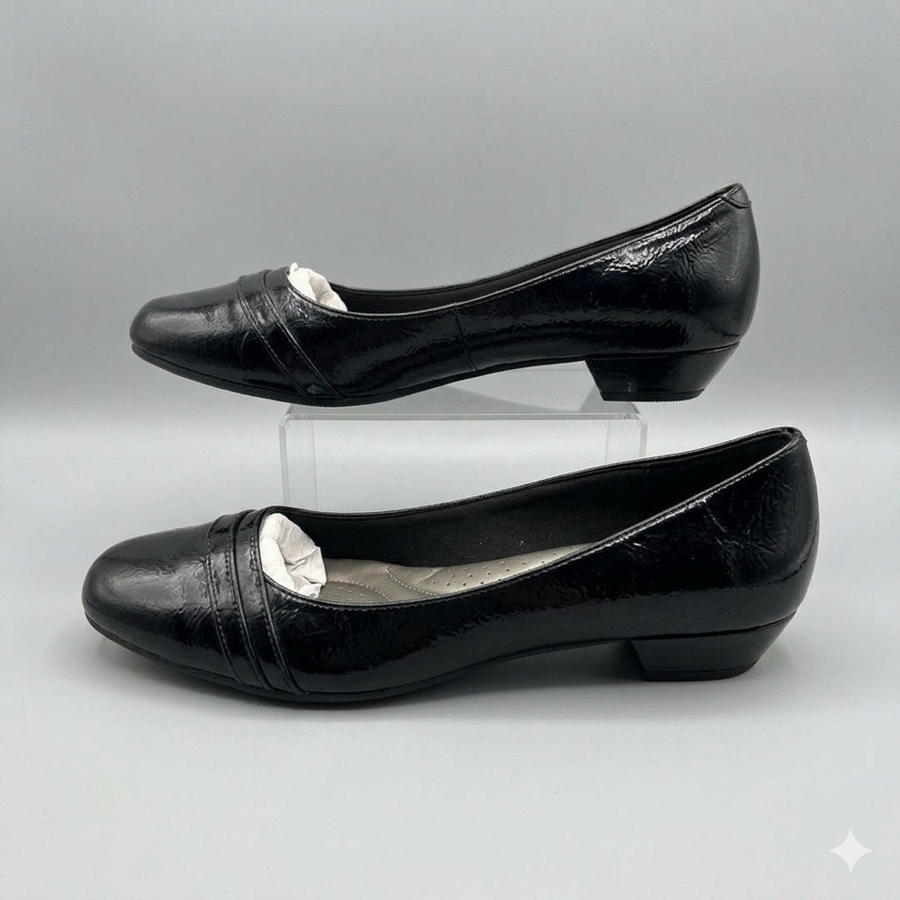 Abella Black Patent Pumps Size‎ 8.5 | Low Heel Comfort Work Dress Shoes